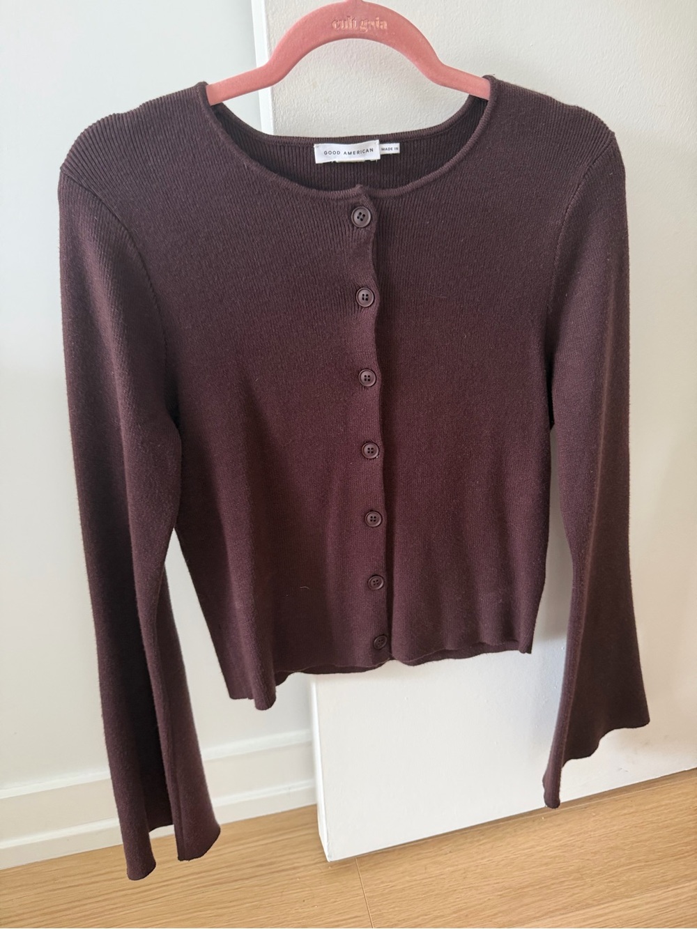 Good American Brown Button-Front Sweater (worn once)